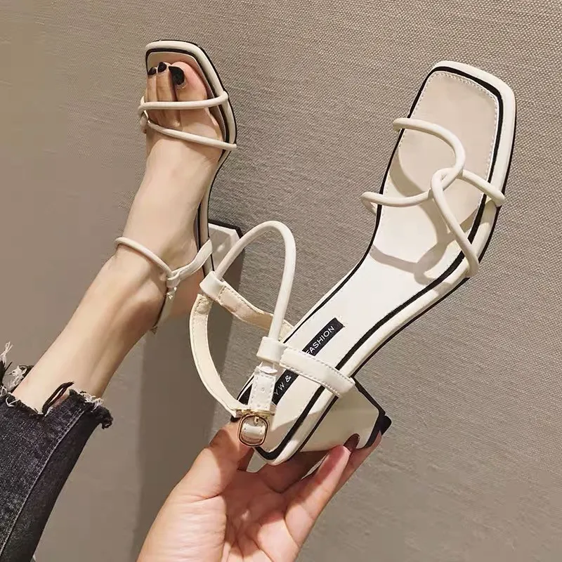 High Heels Sandals women 2019 Summer New Basic Casual Buckle Strap Solid Square Heel Fashion Ladies Sandal Shoes Woman | Обувь