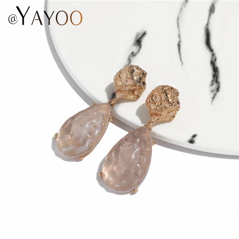 Женские Висячие серьги золотого цвета с камнями и кристаллами Za Длинные