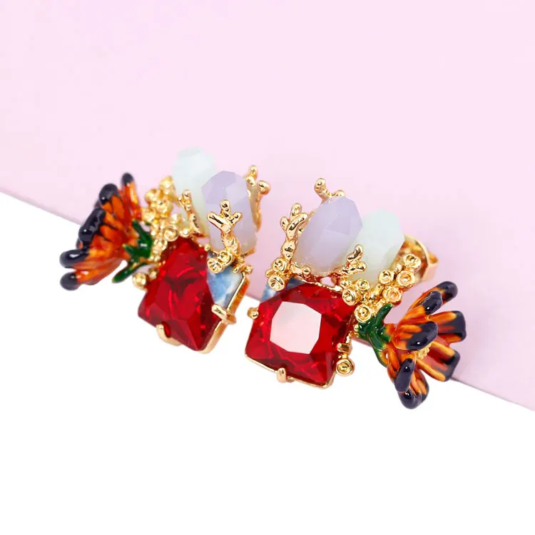 Цветочные квадратные геометрические серьги модные ювелирные изделия Sieraden Joyas