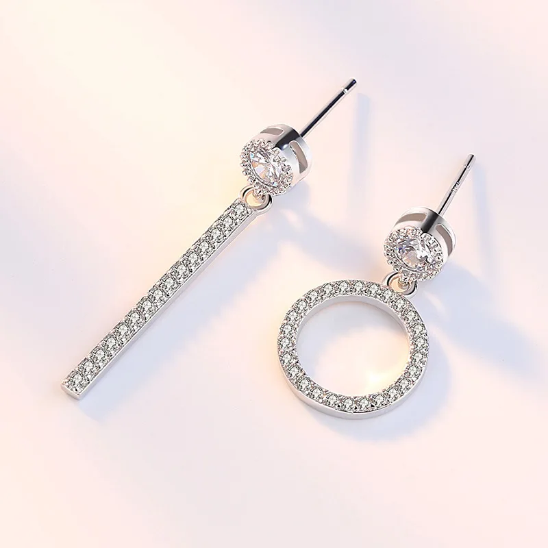 Женские асимметричные серьги-подвески с кристаллами | Украшения и аксессуары