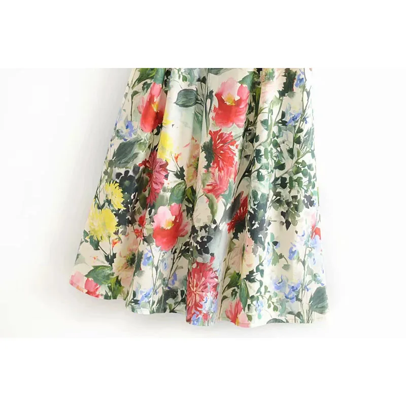 Винтажное шикарное регулируемое платье с поясом Тип чернил цветочным принтом