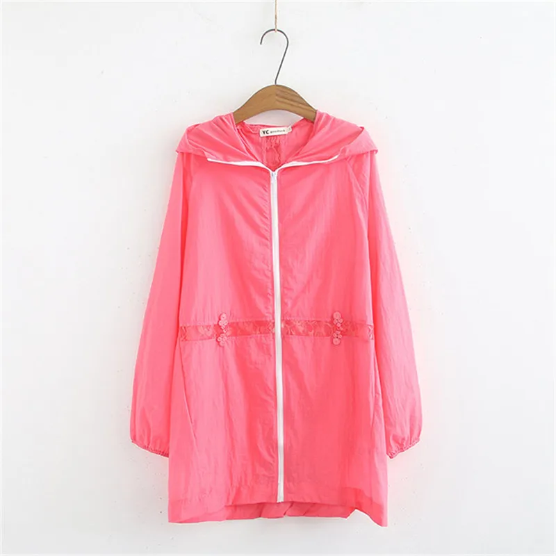 Женская тонкая ветровка с длинным рукавом кружевной тренч большого размера