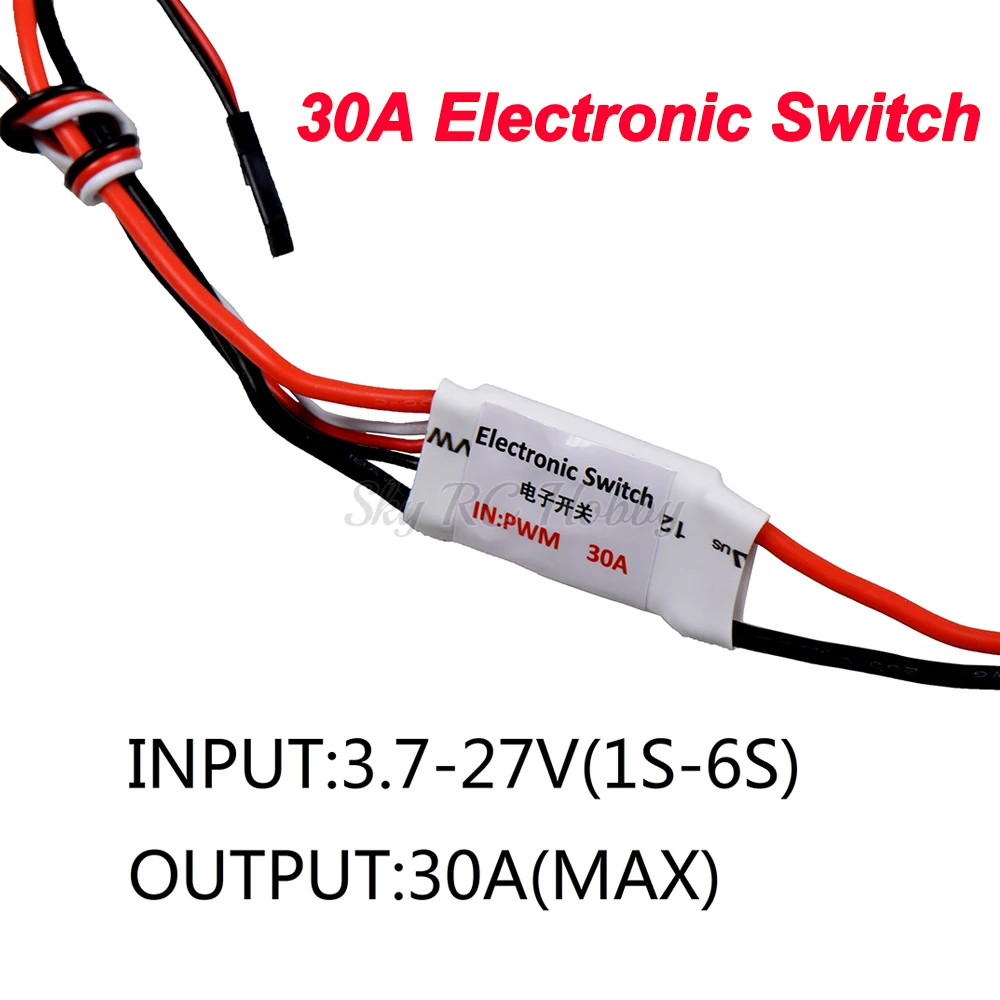Электронный Переключатель PWM 30 А, 3,7-27 В, 1-6 с входом, с кабелем 18awg, светильник, вес для моделей RC, FPV, FPV, самолет, переключатель, RC, выключатель
