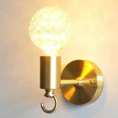 Minimalist copper brass wall light lamp LED bedside toilet bathroom reading wall light LED sconce modern simple gold wall light - Цвет абажура: E