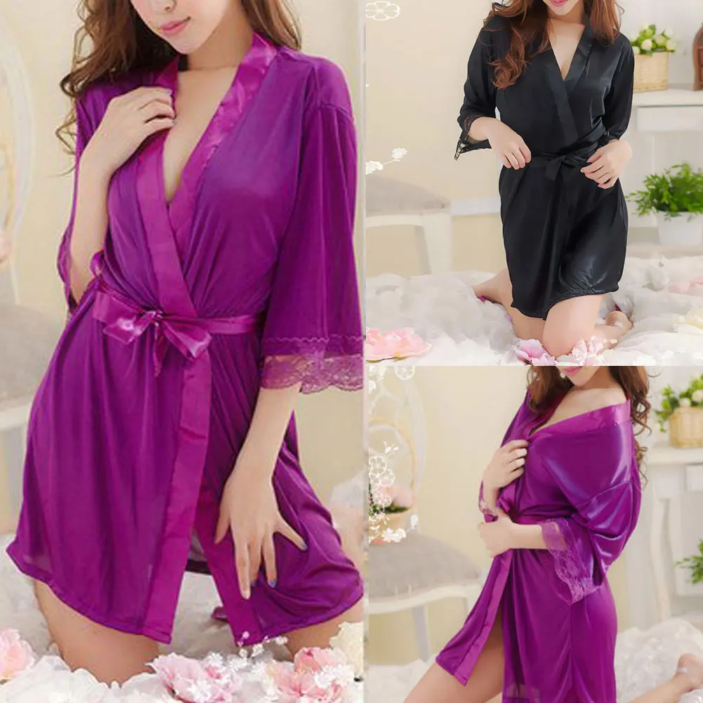 THEFOUND Сексуальное Женское атласное однотонное кружевное нижнее белье Babydoll ночная