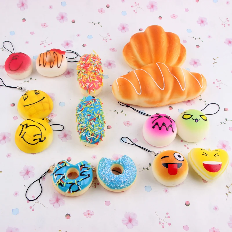 20 шт. Каваи Squishy Булочки Хлеба Телефон Ленты Подвески Мини Squishies Дети Игрушки
