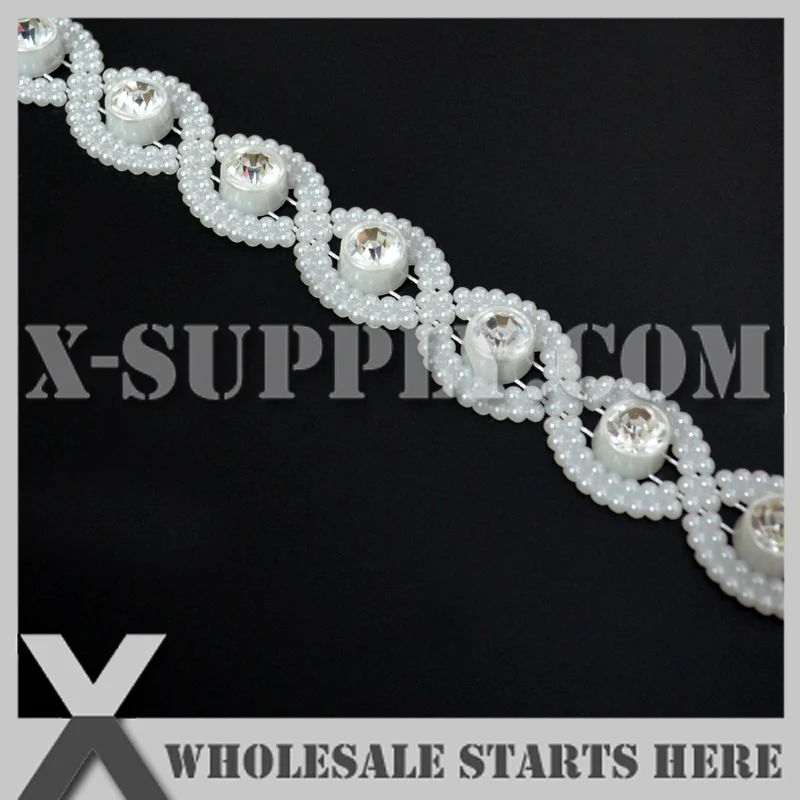 Цвета слоновой кости нить Стразы жемчугом отделка используется для домашнего