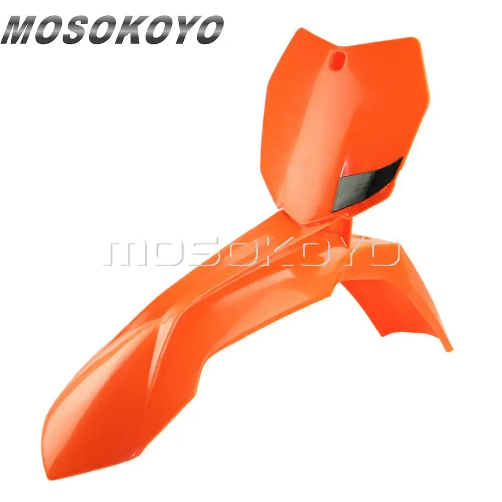 orange Enduro Dirt Bike переднее крыло+ спереди номерной знак для KTM SX XC SX-F XC-W EXC-F 150 200 350 500 450 оранжевого и белого цветов в стиле хип - Цвет: orange