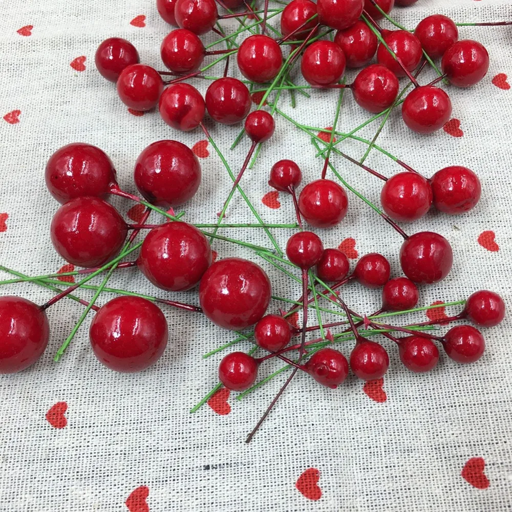 Искусственные цветы сделай сам венок красные ягоды Холли домашняя гирлянда