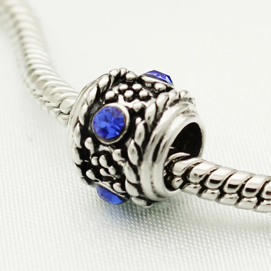 Слайдер очаровательные брендовые Роскошные синие классические бусины шармы для