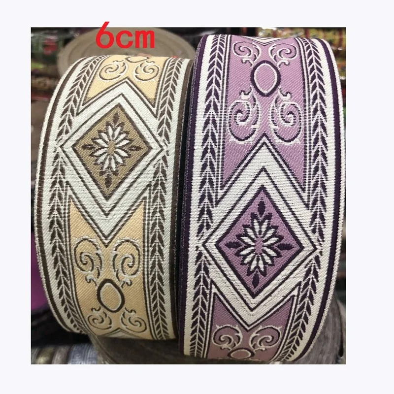 

10yards/lot wide 6cm Woven Jacquard Ribbon Trims geometry design for clothing straps accessory LS-793