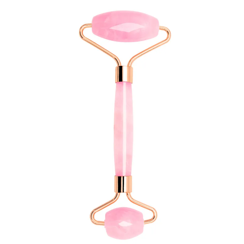 rose roller no box Розовый КВАРЦЕВЫЙ нефритовый роликовый массажный прибор для массажа лица ролик для лица Массажер для похудения лица массажер для головы шеи - Цвет: rose roller no box