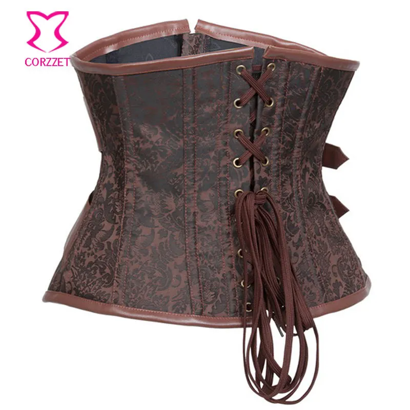 Женский корсет на молнии спереди готический со спиральными стальными косточками