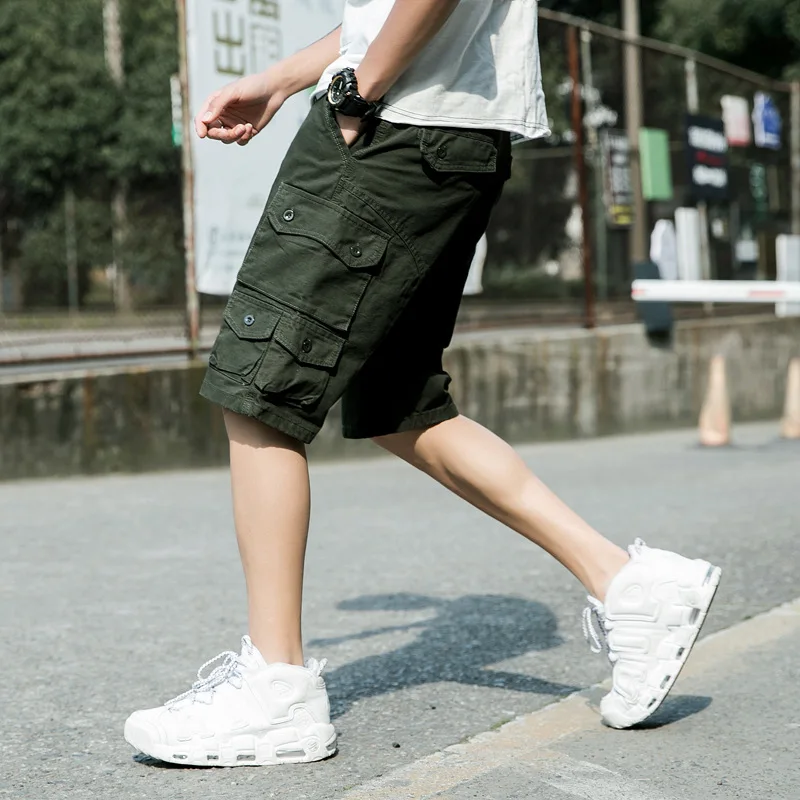 Мужские военные шорты Карго хлопковые свободные с большим количеством карманов