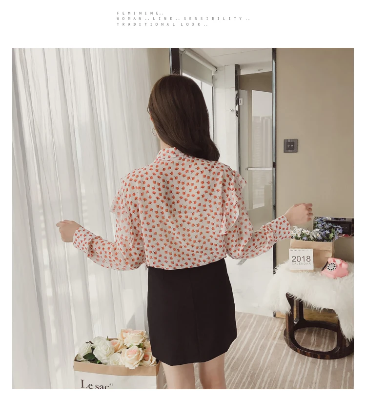blusas mujer de moda 2019 womens tops and blouses Bow Floral Ruffled chiffon blouse harajuku shirt women 1942 50 | Женская одежда