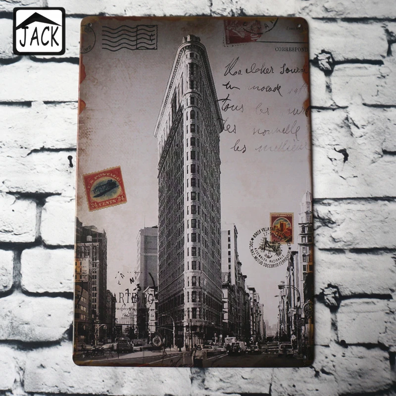 Flatiron строительный штамп 20х30 см Ретро оловянный постер металлические оловянные