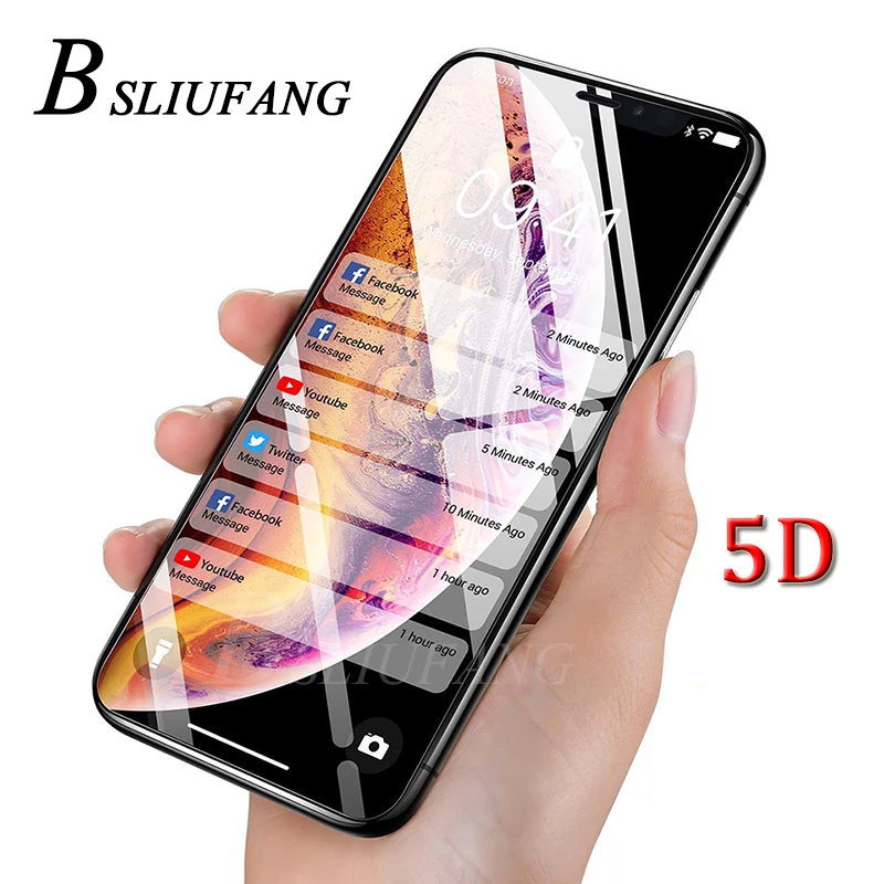 BSLIUFANG полное покрытие закаленное стекло для iPhone 7 6 8 Plus 5D закругленные края Защитная пленка для экрана для iPhone X XR XS Max 6s
