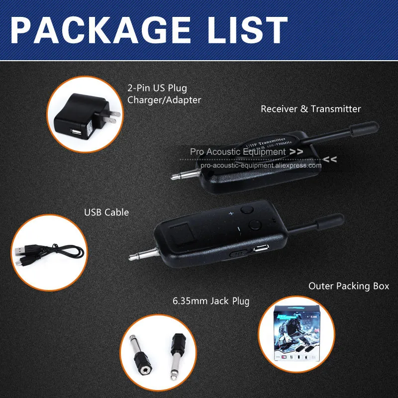 Высокое качество Перезаряжаемые UHF Цифровой аудио Беспроводной Электрогитары