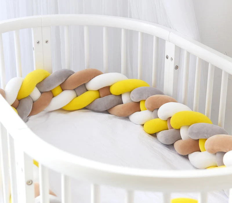 Kahki Yellow 4 Color IMBABY 4 косички 2,2 м детские мягкие бортики для кровати ручной работы в кроватку бампер для новорожденных кровать бампер мягкая тесьма декор для детской комнаты - Цвет: Kahki Yellow 4 Color