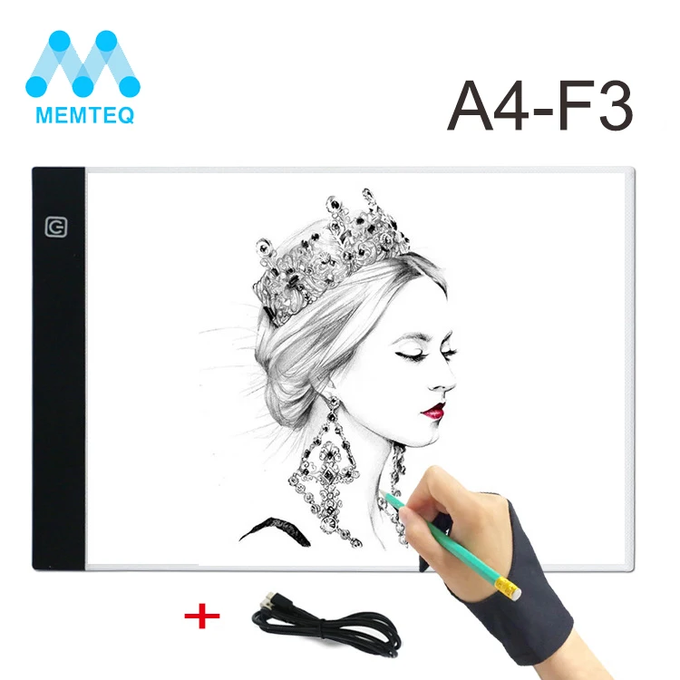 MEMTEQ Светодиодная панель для рисования планшета 3 файла света Регулируемая