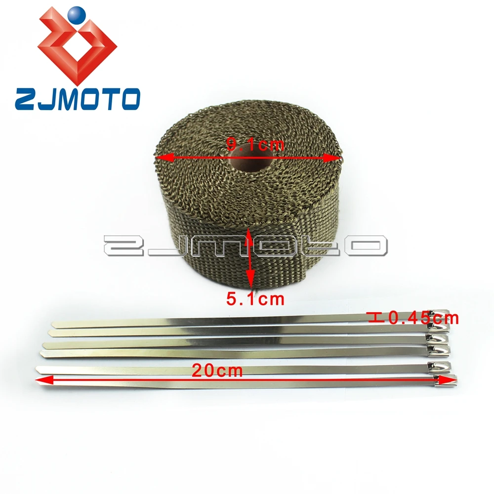 Титановые глушители выхлопной трубы мотоцикла насадка тепловая обертка 2 дюйма x