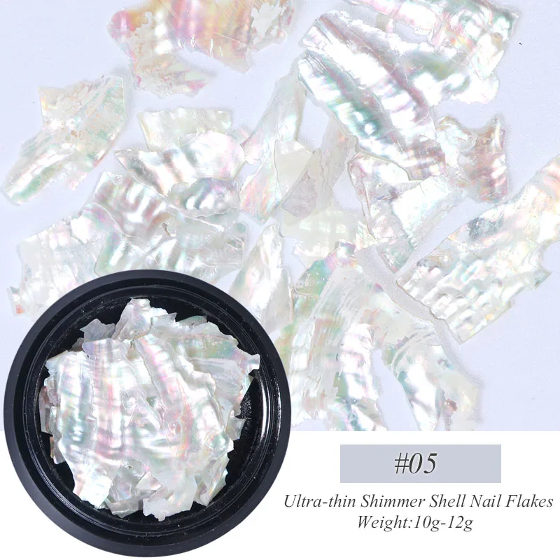12 шт голографические хлопья Abalone Shell 3D украшения для ногтей Необычные блестящие ультра-тонкие блестки маникюрные аксессуары JI791-1