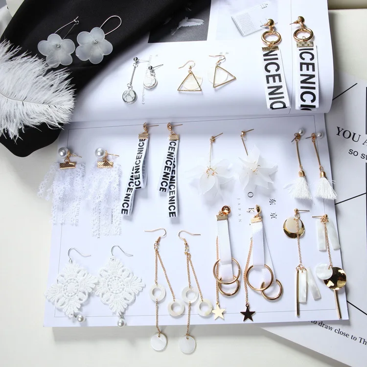 Белые фланелевые серьги-подвески YOBEST в виде звезд кисточек цветов букв