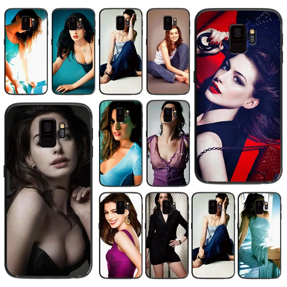 Мягкий чехол Anne hathaway для samsung Galaxy S6 S7 S8 S9 S10e Plus Note 8 9 черный силиконовый