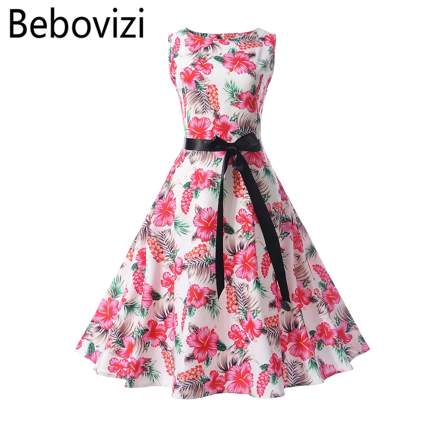 Bebovizi новый бренд 2018 в винтажном стиле ретро большой Hemlines качели Хепберн 50 х г