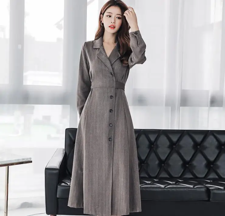 

Women's new temperament women's suit collar high waist was thin black dress women's dress