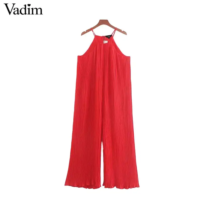 Vadim женские сексуальные шифоновые красные плиссированные Комбинезоны Холтер без