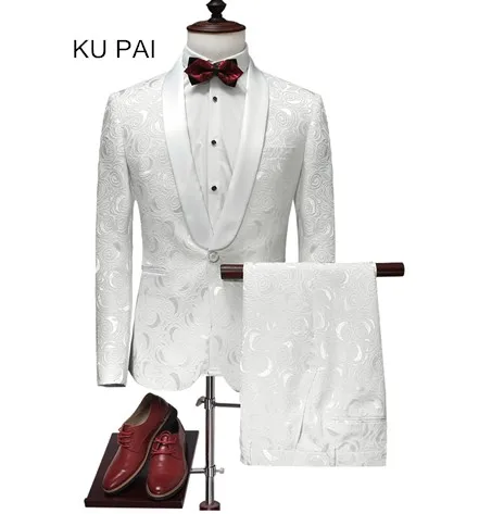 Костюм мужской свадебный из двух предметов с вышивкой без бретелек 2017 3XL|men