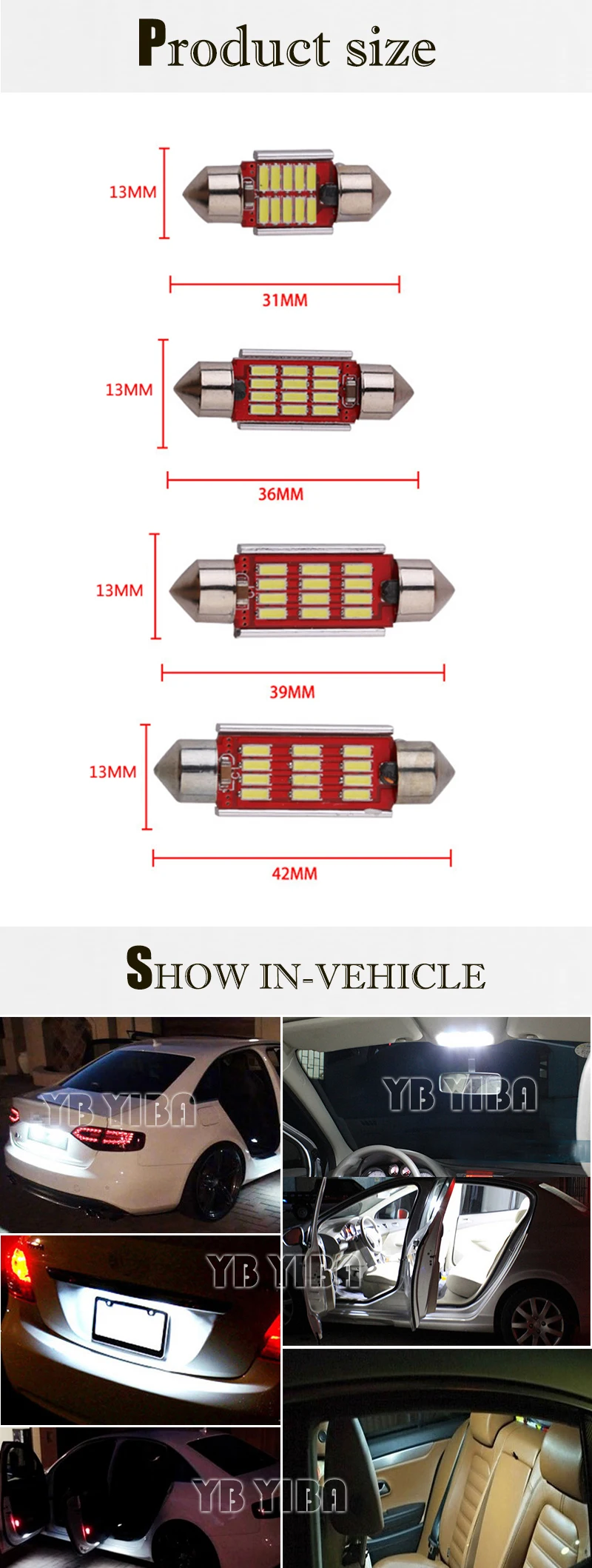 31 мм 36 мм 39 мм 42 мм C5W C10W 4014 SMD Светодиодная лампа с can-шиной без ошибок автомобильный фестонный лампы Интерьер Потолочные плафоны автомобиля Карта крыше читающие лампы белого цвета