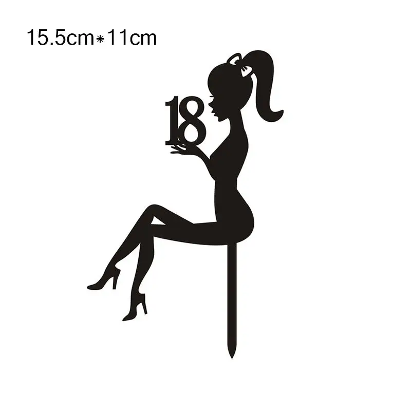 

High Heels Lady Girl Acrylic Cake Topper 18 Happy Birthday Cupcake Topper For Weddding Girls Birthday Party Cake Decorations