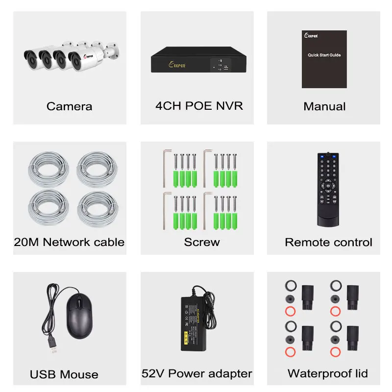 H.265 4CH 4MP POE NVR CCTV Системы 4 шт. открытый Водонепроницаемый PoE IP Камера комплект P2P