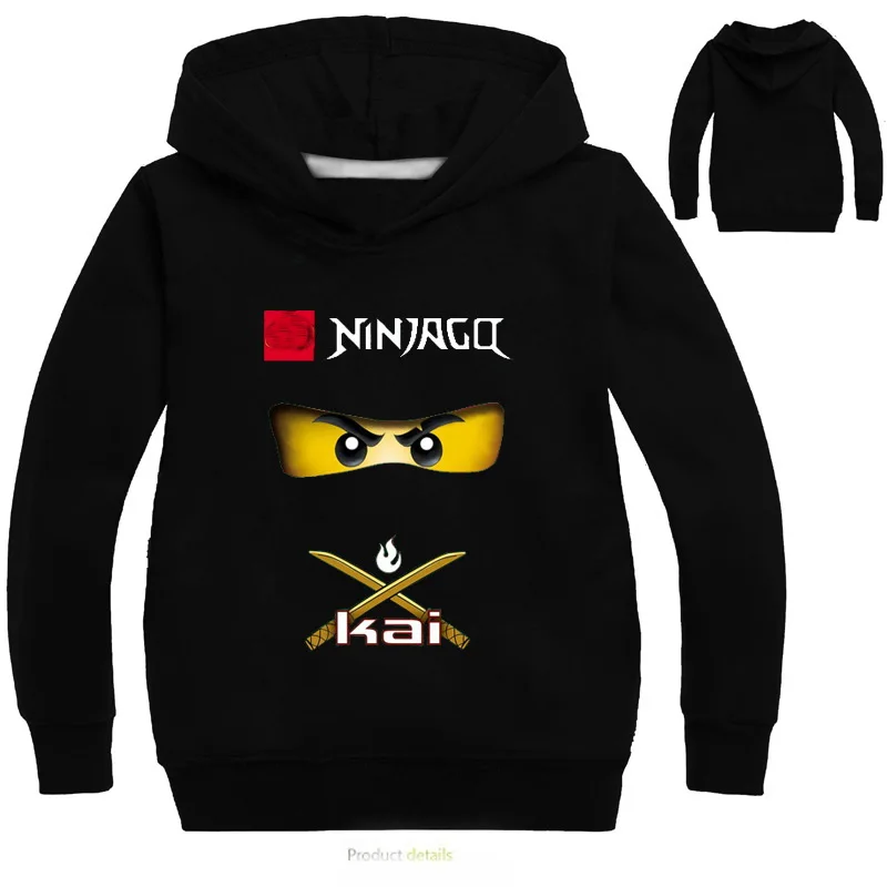 Толстовка с капюшоном из чистого хлопка для мальчиков и девочек Ninjago, Детская толстовка с длинными рукавами, толстовка с рисунком летучей мыши, детская одежда