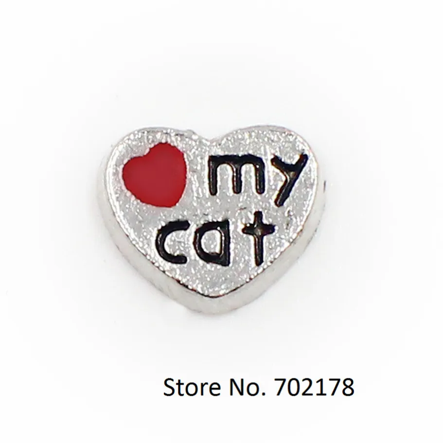 Love my cat FC037 wholesales10pcs floating locket glass charm fit living as families friend gift | Украшения и аксессуары