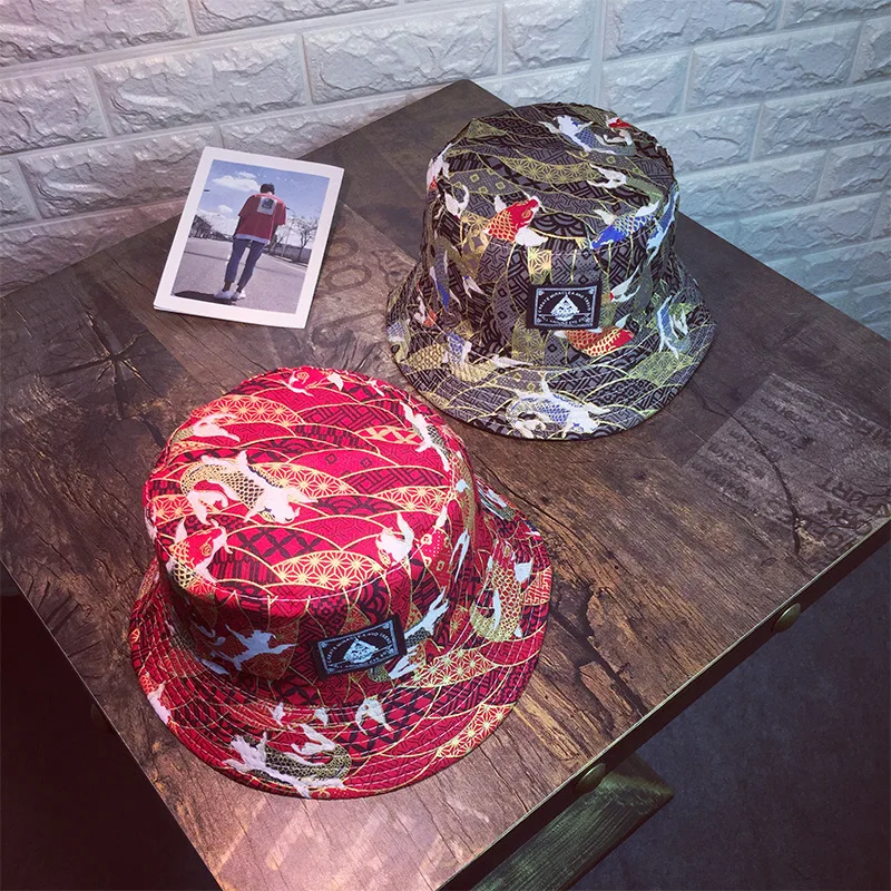 

Harajuku style double-sided wearing fisherman hat summer sun tide travel wild street style patch pots hat lovers couple style