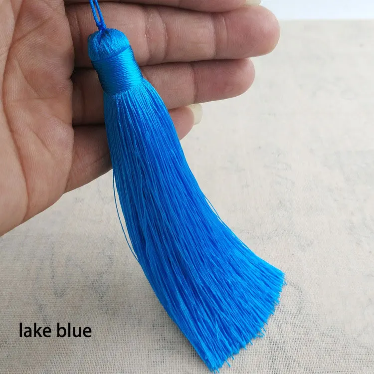 lake blue Настраиваемые 12 см полиэфирные кисточки с висячим кольцом шелковые Швейные Банг кисточка отделка декоративные кисточки для ключей Подвески домашний декор - Цвет: lake blue