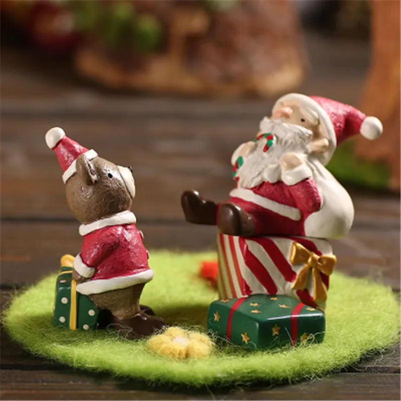 

1Pc Christmas Decoration Fairy Miniature Figurines Snowman Deer Santa Claus Animal Figurine DIY Home Decor Crafts