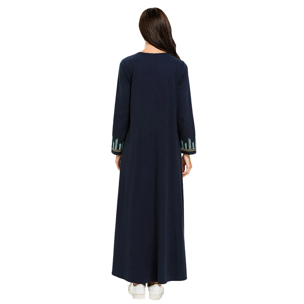 Женская мода vestido Abaya мусульманское женское платье с длинным рукавом исламский