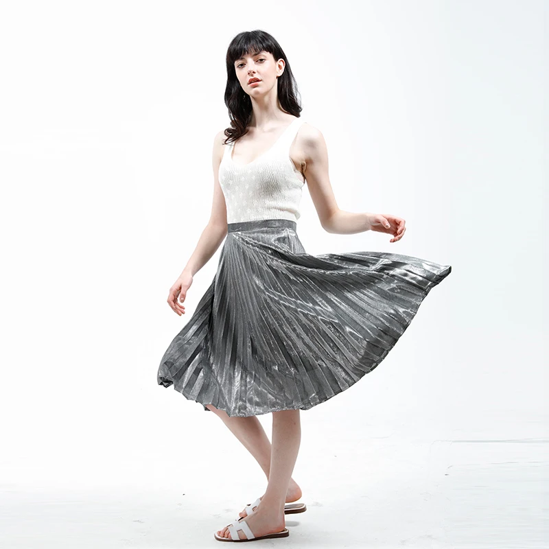 Heydress весенне летняя новая плиссированная юбка металлического цвета Женская