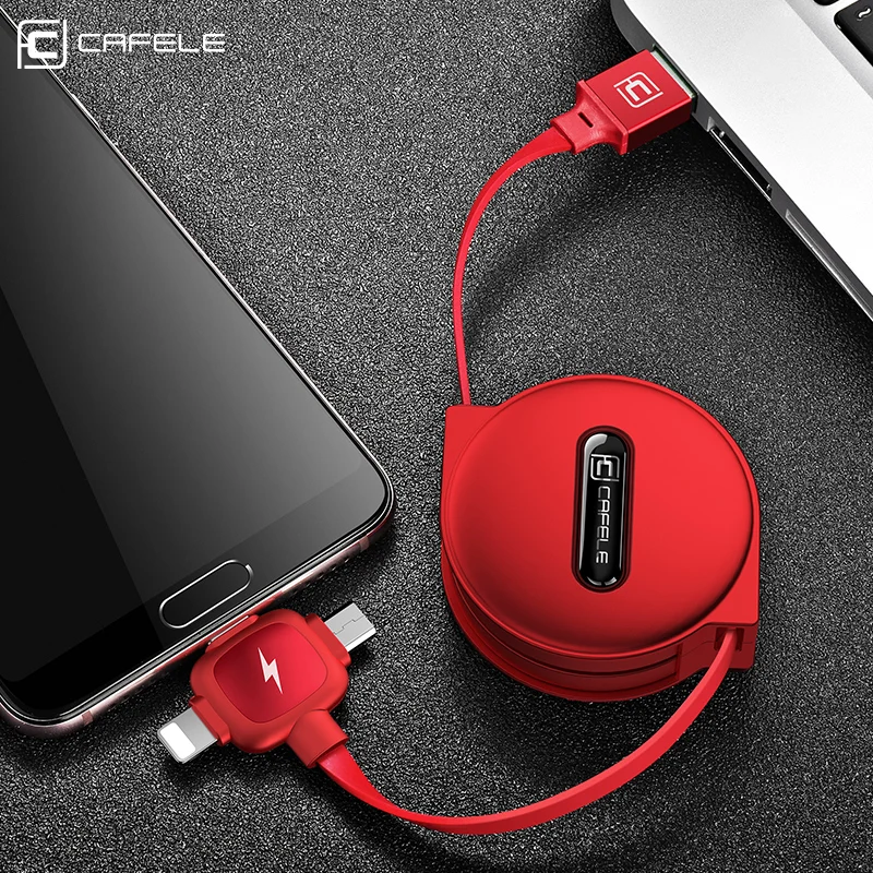 CAFELE 3 в 1 Выдвижной кабель type C Micro USB Кабели usb для зарядки iPhone samsung huawei Xiaomi кабели