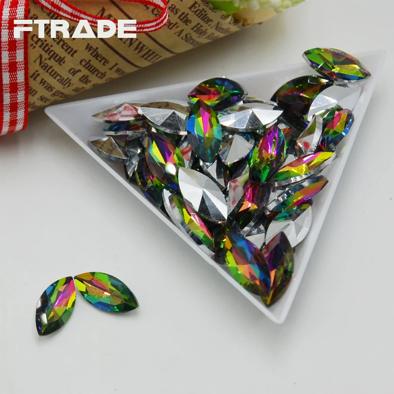 Хит продаж высококачественные стеклянные стразы радужной расцветки с маркизом и