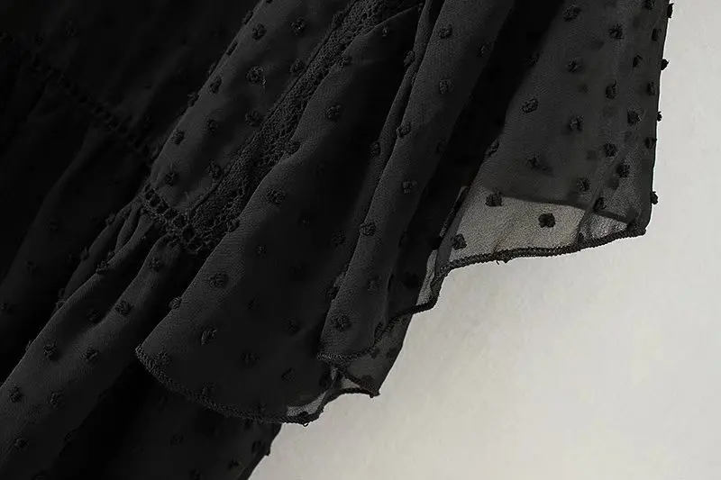 Summer Women Short Sleeve Floral Embroidery Black Jacquard Chiffon Tops And Blouses Camisas Blusas Blancas Femeninas |