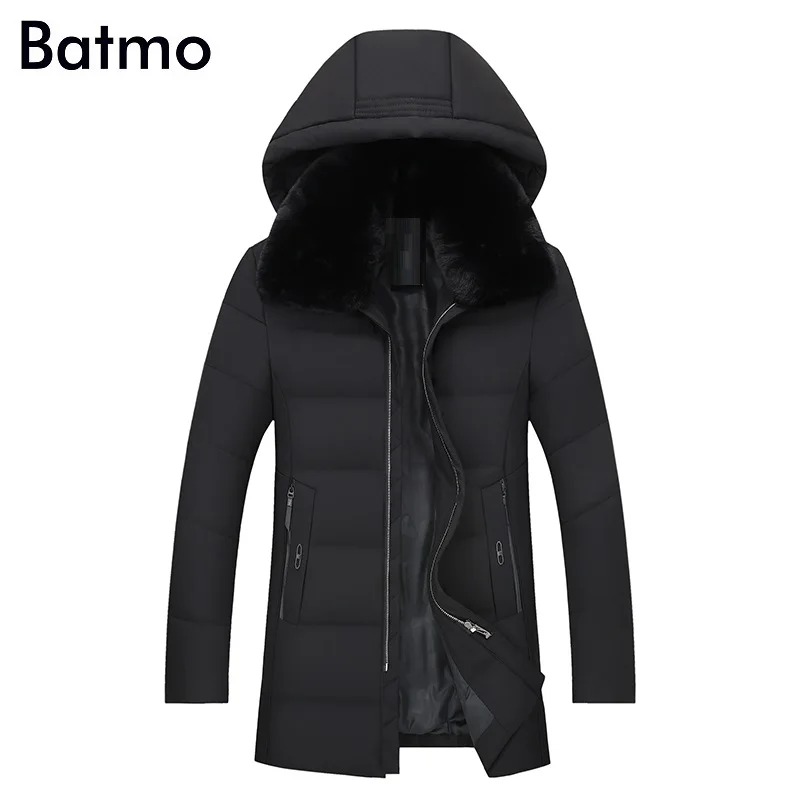 Мужская теплая парка Batmo куртка на 2018 белом утином пуху с капюшоном зима