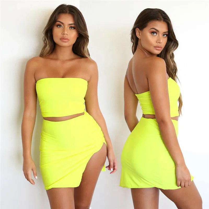 Женский сексуальный комплект из 2 предметов обтягивающие наряды короткий топ и