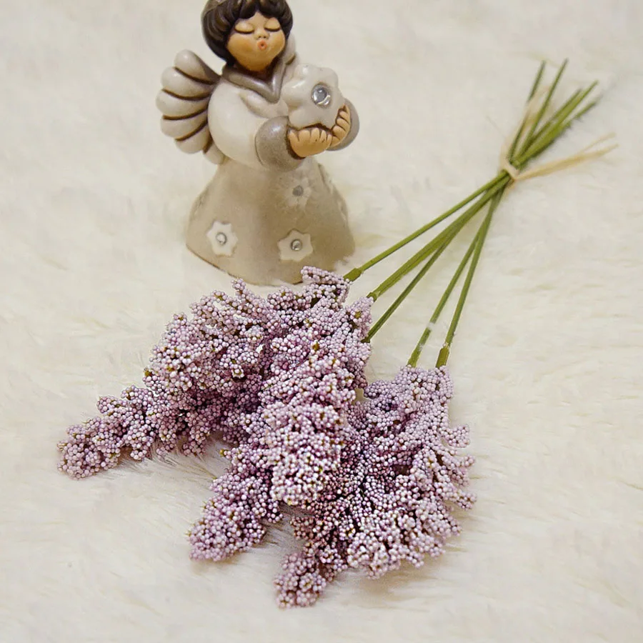 light purple 6 шт./упак. искусственной ванили мини-пена Berry Спайк искусственные цветы букет для дома растение для украшения стен хлопья завод кучи - Цвет: light purple