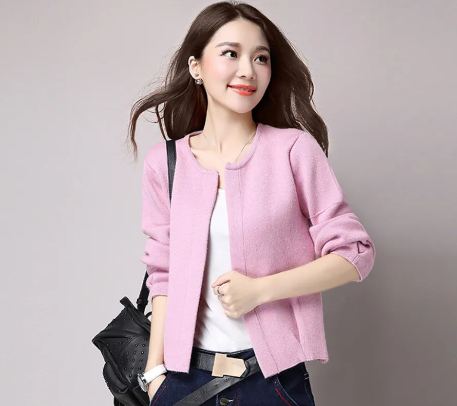 Женский кардиган больших размеров верхняя одежда S ~ 3 XXXL 2017 Осенний вязаный