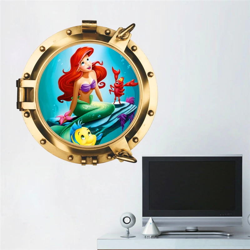 3d яркие наклейки на стену для дайвинга русалки подводной лодки рыбы детской